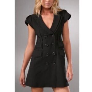Nanette Lepore Double Breasted Mini Cap Sleeve Black Dress